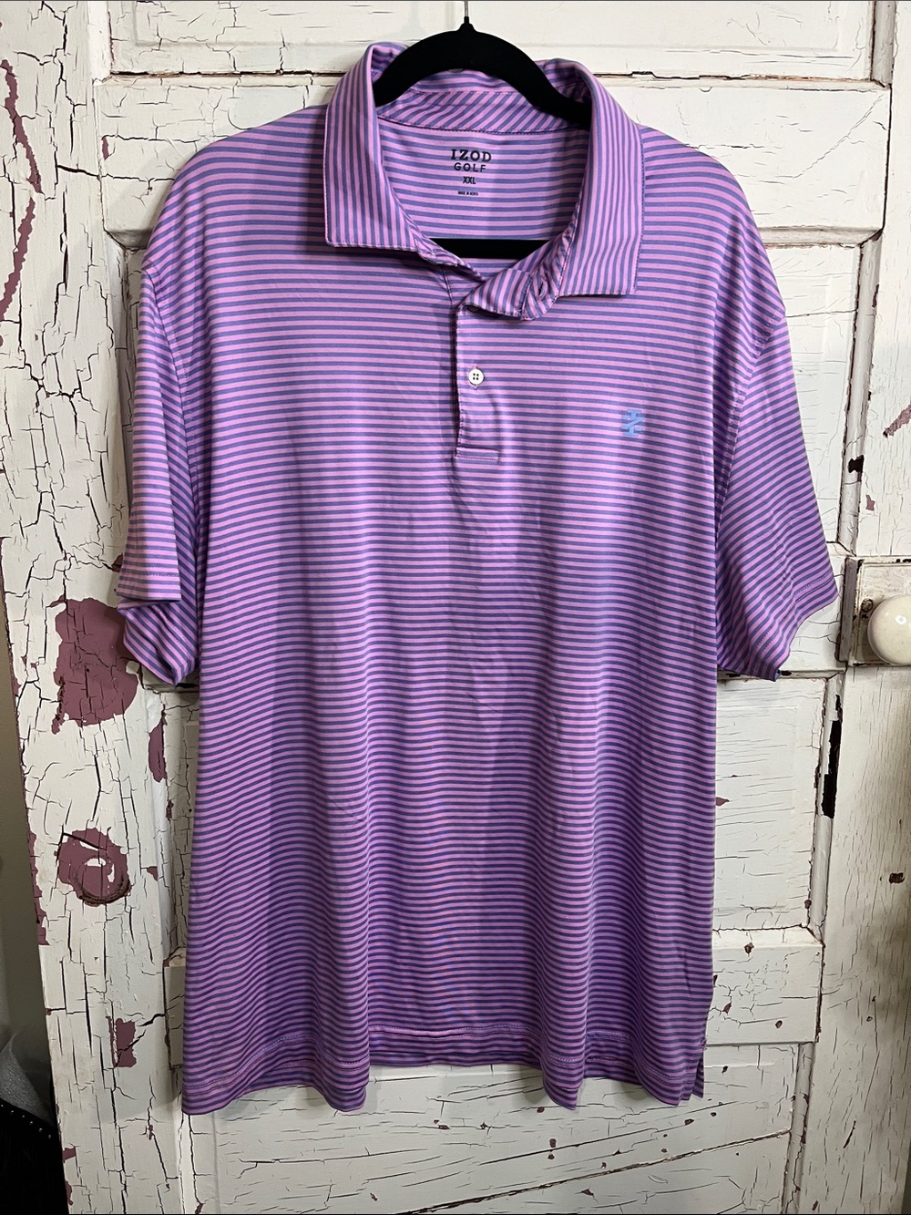 Izod Purple and Lavender Striped Golf Polo in XXL